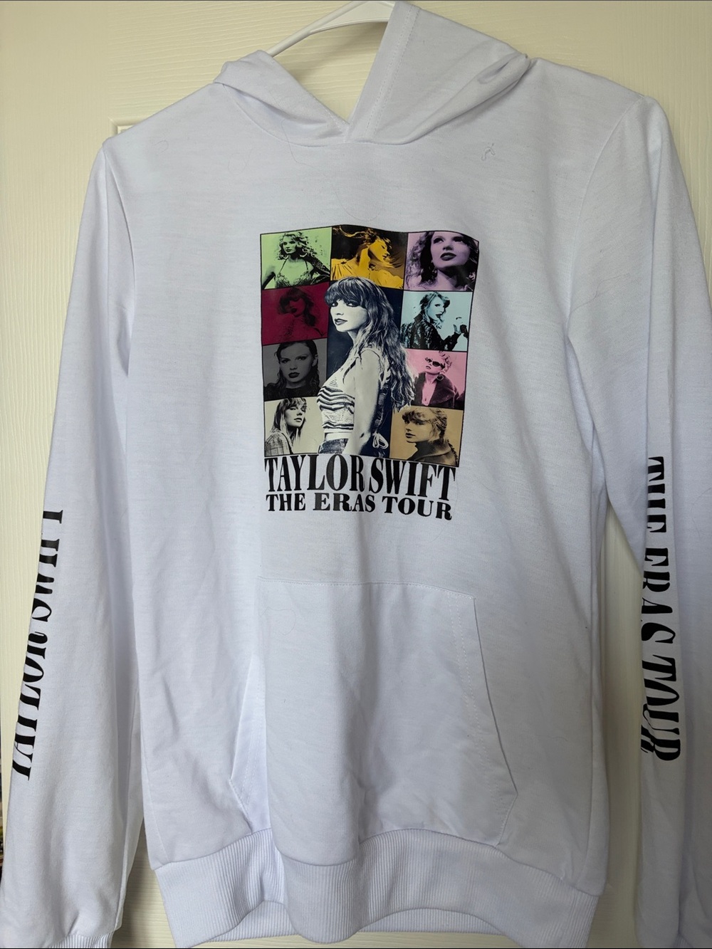 Taylor Swift White Hoodie with Multicolor Pop Portraits